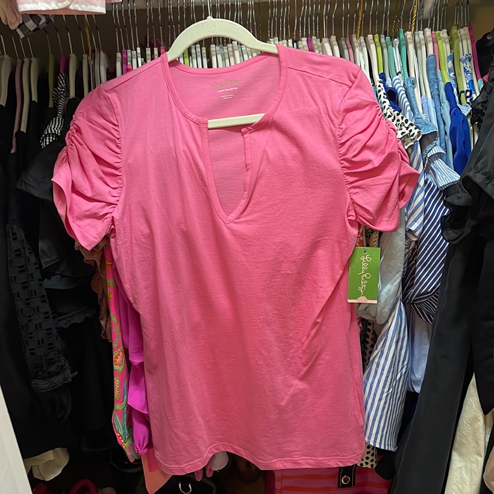 Lilly Pulitzer pink cotton top size large NEW!